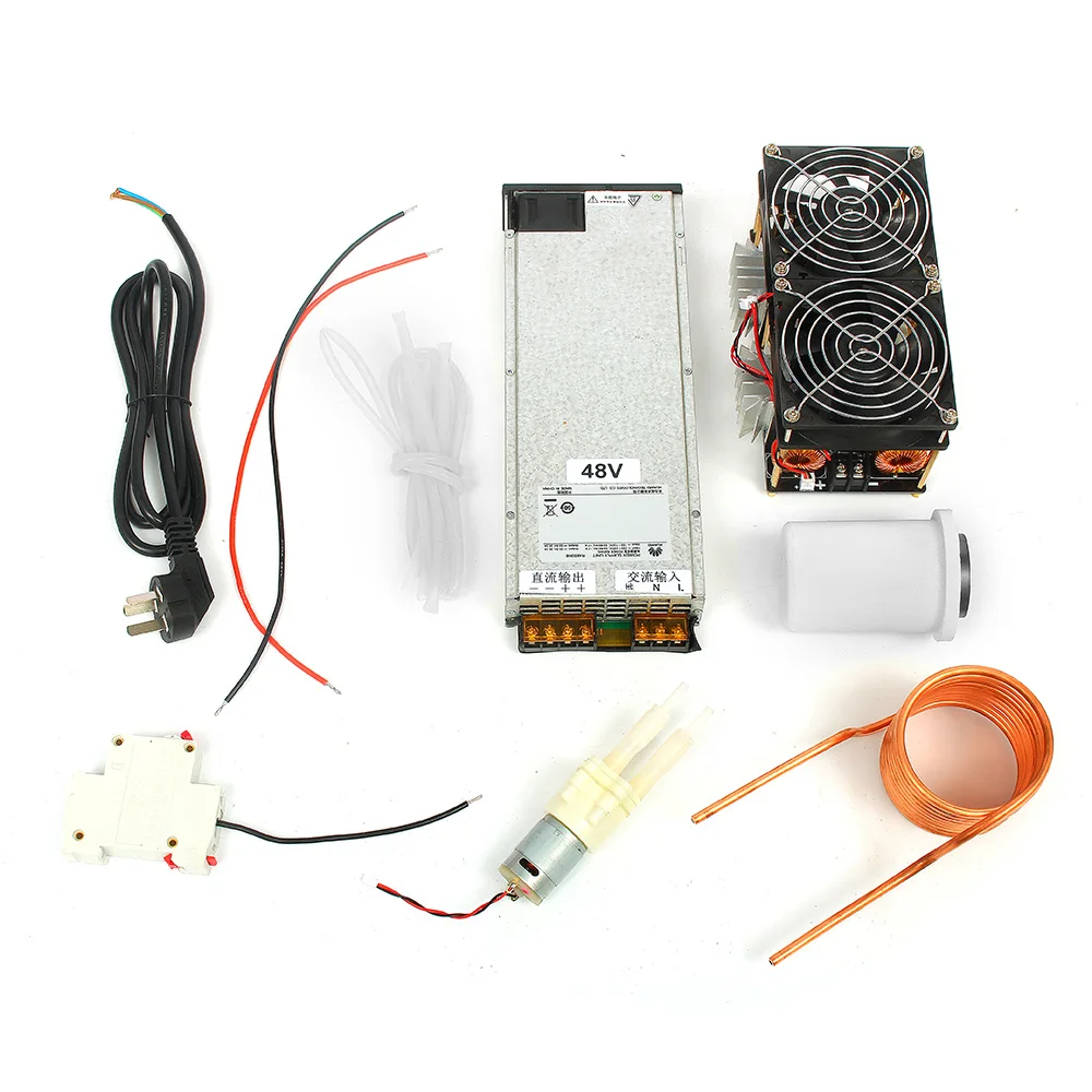 

1800W ZVS Induction Heater Induction Heating PCB Board Heating Machine Melted Metal + Coil Mayitr+ Crucible+Pump+Ppower Supply