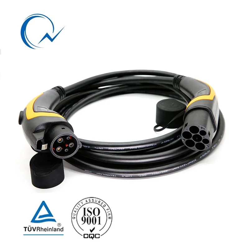 

32A J1772 Type 1 to Type 2 IEC62196 EV Charging Plug With 5 Meter cable TUV/UL single phase EVSE Charging Plug cable