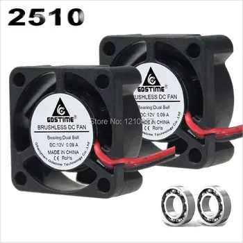 

2 Pieces Lot Gdstime 2510B 25mm 25x25x10mm 2cm DC 12V 2Pin Ball Bearing Cooling Fan