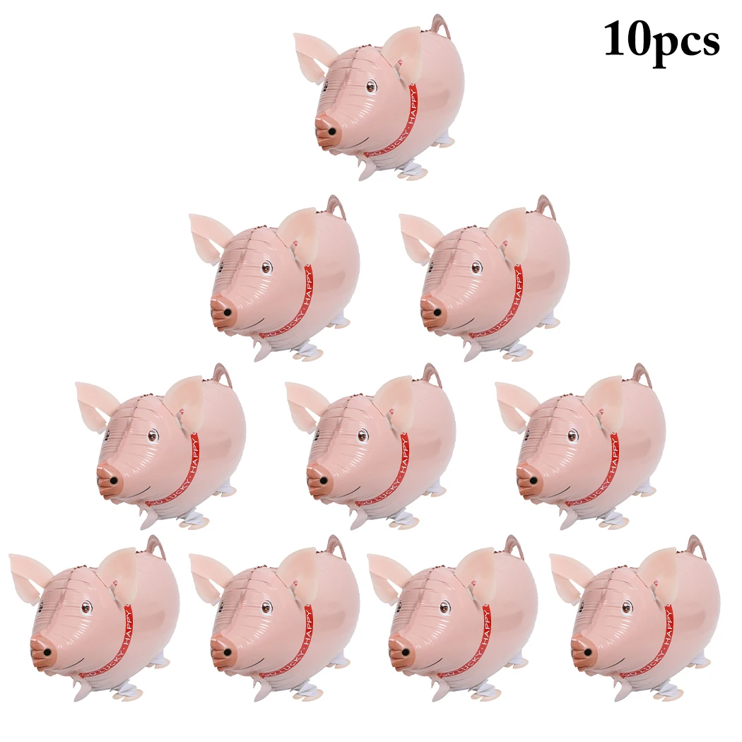 

10PCS Party Balloon Cute Walking Pig Shape Mylar Balloon Decorative Balloon for Kids Birthday Party Decor