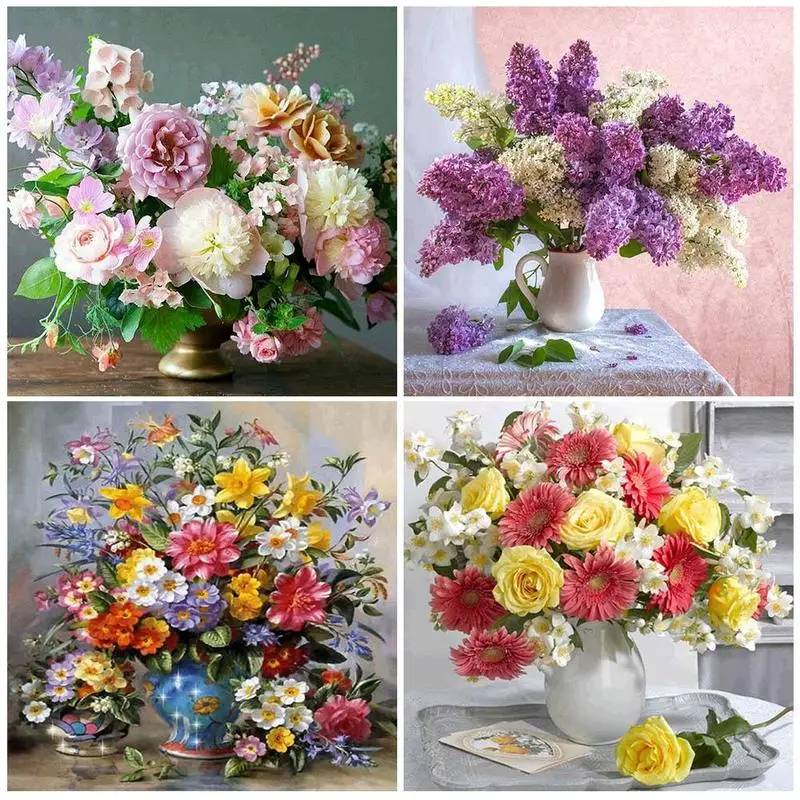 

5D DIY Diamond Lavender Flower Cross Stitch Paintings Printed Vibrant, Showy Flowers For Living Room Home Decoration