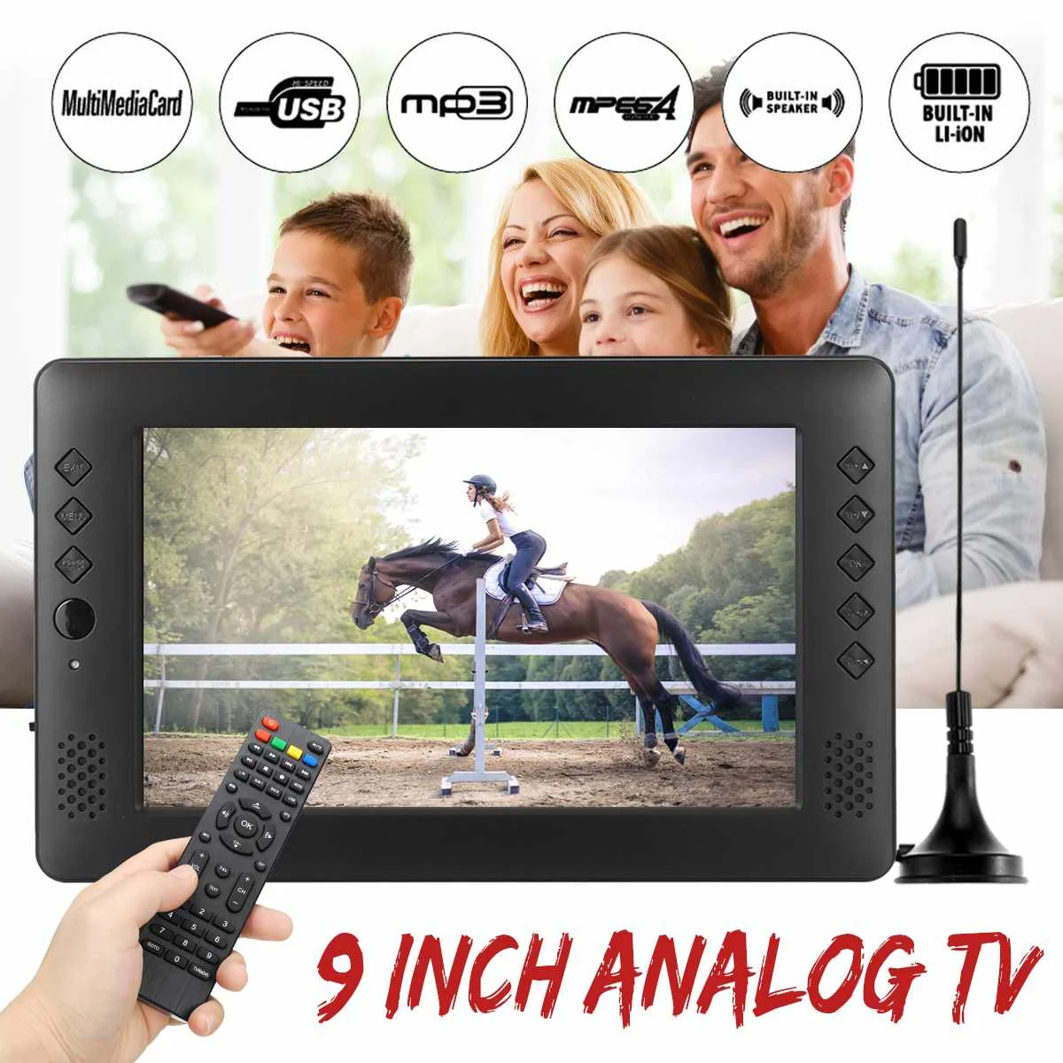  12V 9'' TV Portable Mini WiFi Digital and Analog TV HD DVB-T2 DVB-T DTV ATV Car Smart Television Su