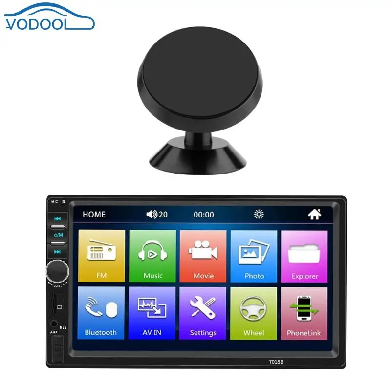 

7018B 7" 2 Din Touch Screen Car MP5 Player Auto Multimidia Video Player w/ 360 Rotation Magnet Phone Holder Support Mirror Link