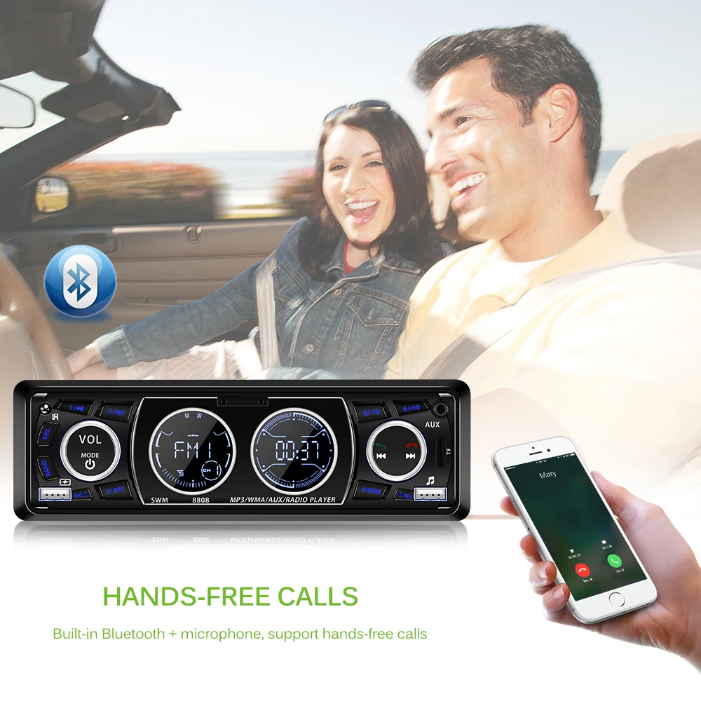 Onever 1 Din двойной ЖК-дисплей Автомобильный MP3-плеер fm-радио Bluetooth автомобильный стерео аудио модулятор Встроенный микрофон Hands-Free