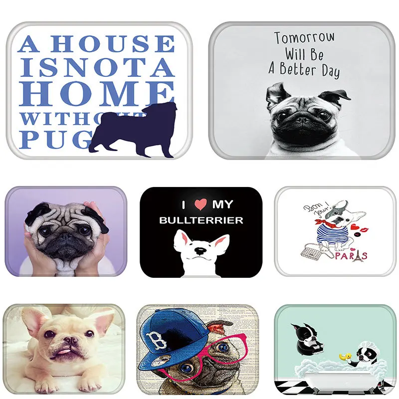 Entrance Door Mats in Hallway Dog Funny Pug French Bulldog Kitchen Living Room Rug Waterproof Anti-Slip Bathroom Carpet 48228-1 Entrance Door Mats in Hallway Dog Funny Pug French Bulldog Kitchen Living Room Rug Waterproof Anti-Slip Bathroom Carpet 48228-1