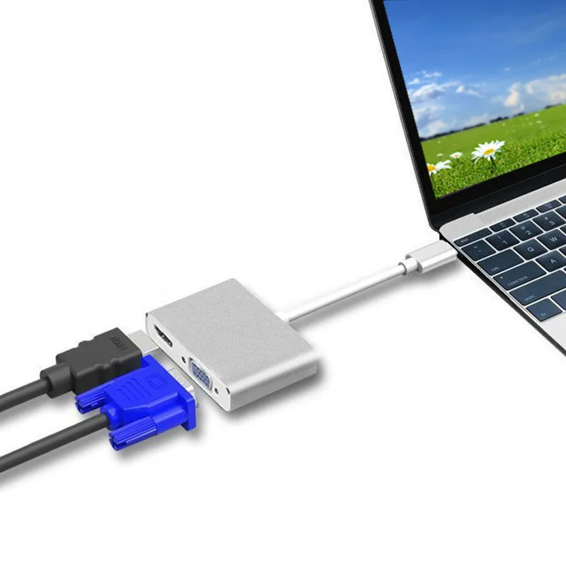 

USB Type C TO HDMI 4k VGA Adapter USB-C converter for macbook pro samsung s8 note8 s9 3.1 dongle huawei p10 p20 Chromebook