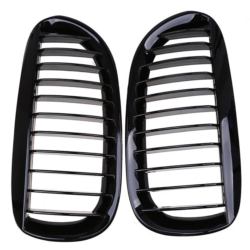 

1 Pair Front Grilles Bright Black ABS Bumper Protective Kidney Grille Grill For BMW 6-Series E63 2004-2010