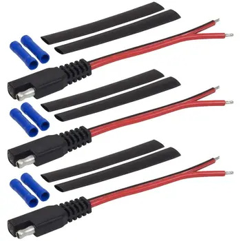 

WSFS Hot 3PCS Power cable with terminal heat shrinkable,SAE4-3PK Power Plug SAE Power Cord