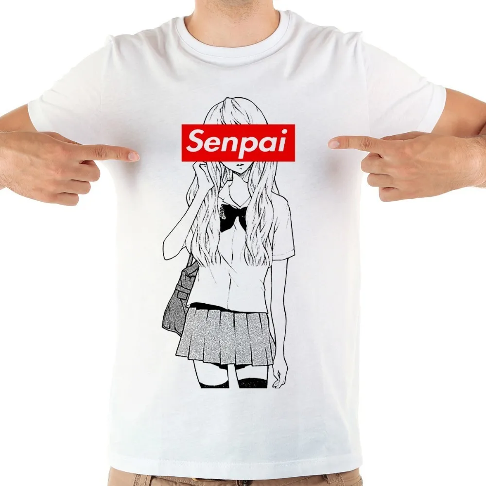 Забавная футболка с японским аниме девушкой старшей школы senpai Мужская