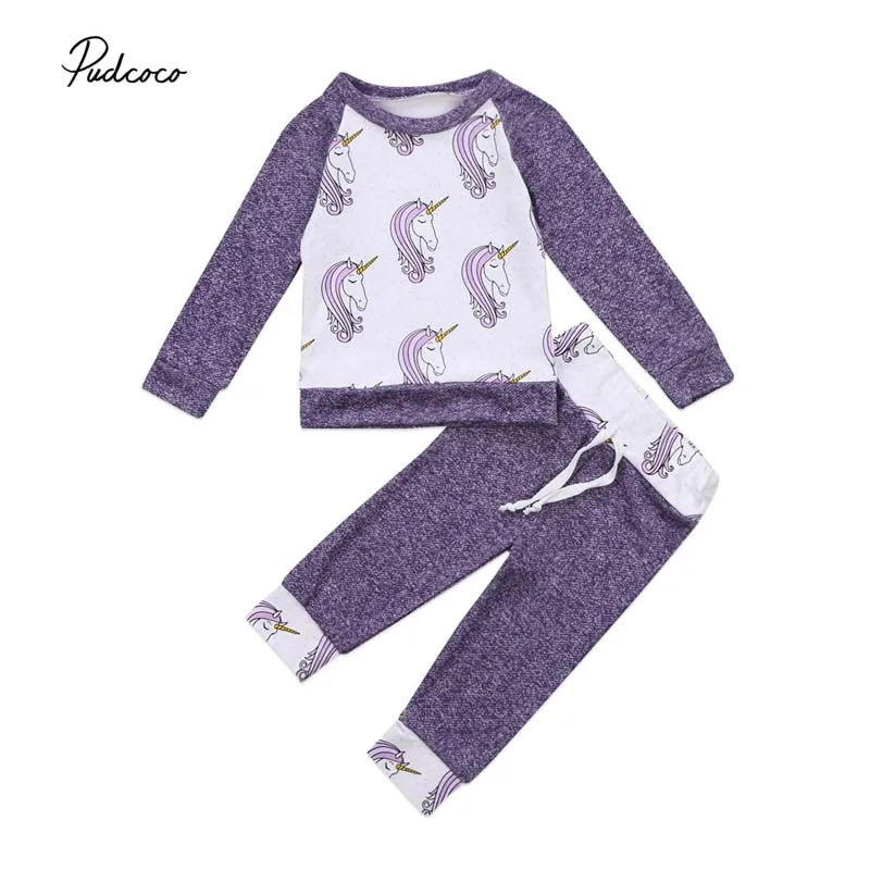 2019 Brand Newborn Infant Baby Girl Clothes 2Pcs Cute Unicorn Cartoon Hooded Tops+Long Pant Legging Outfit New Spring Autumn Set 2019 Brand Newborn Infant Baby Girl Clothes 2Pcs Cute Unicorn Cartoon Hooded Tops+Long Pant Legging Outfit New Spring Autumn Set