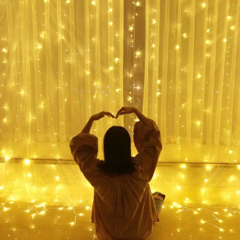 

220V 300LED Waterproof String Lights Fairy Curtain Lights 3x3m Wire for Christmas Wedding Party Holiday Bedroom Decoration Lamp