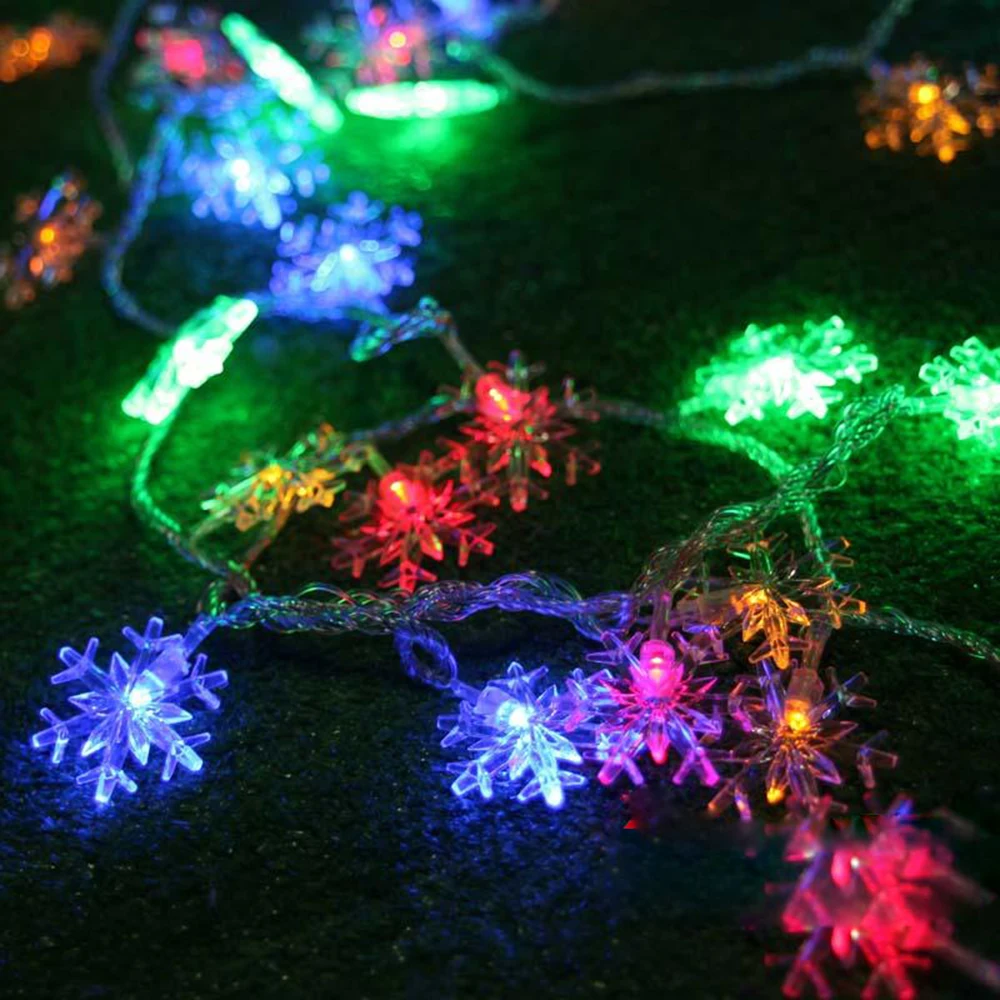 

10M 100pcs leds Snow Flake LED String AC 110V 220V Fairy Lights Garland String Lights Christmas Holiday Wedding Party lightingA
