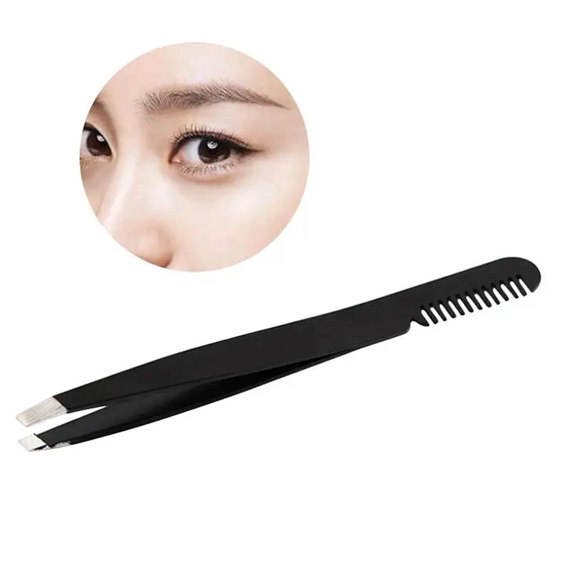 Eyebrow Tweezer with Eyebrow Brush Comb Stainless Steel Eyelashes