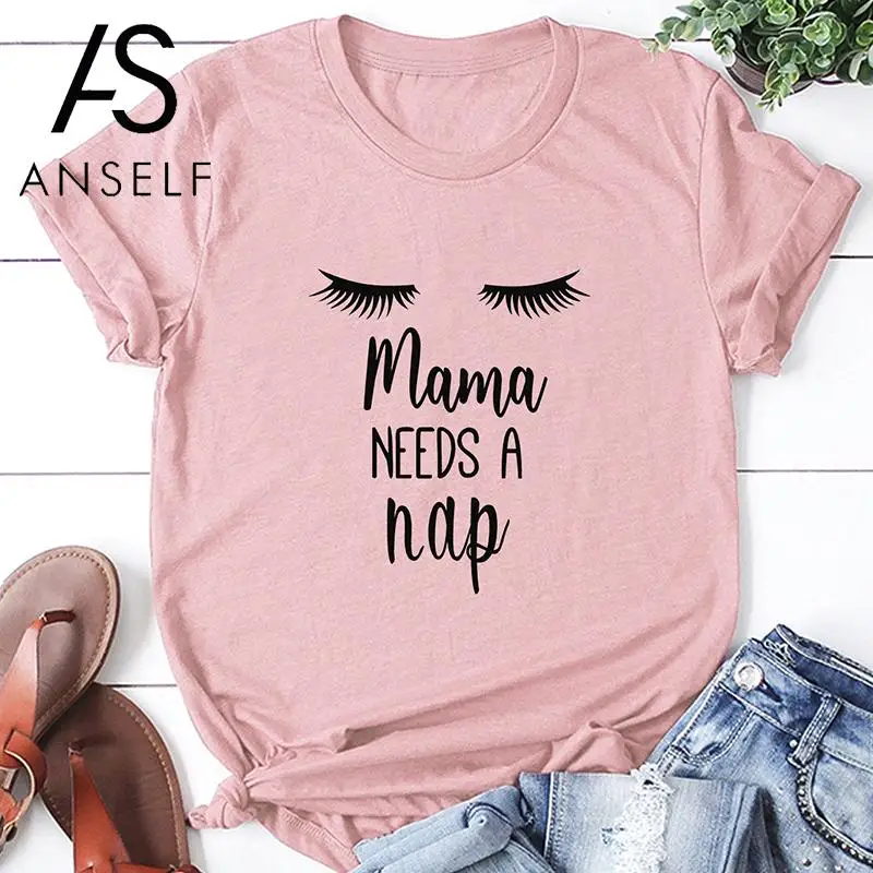 Женская футболка с короткими рукавами и круглым вырезом буквенным принтом mama Need A