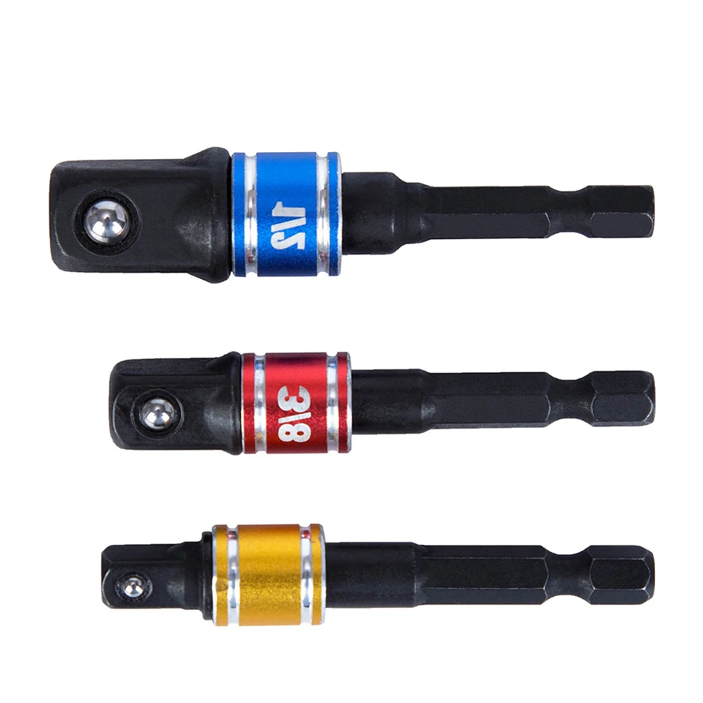 

3PCS Impact Socket Adapter/Extension Set Turns Power Drill Into High Speed Nut Driver. 1/4", 3/8", and 1/2" Drive