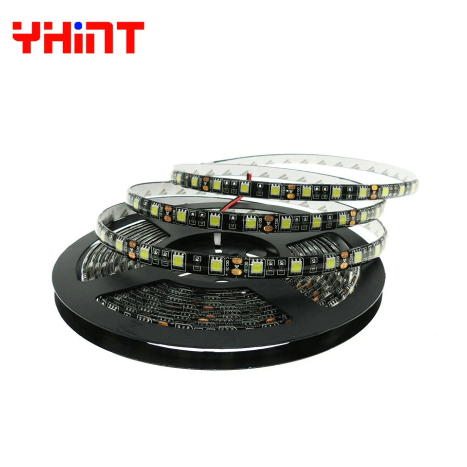 DC12v СВЕТОДИОДНАЯ лента SMD 5050 RGB белая гибкая светодиодная Черная печатная плата IP20