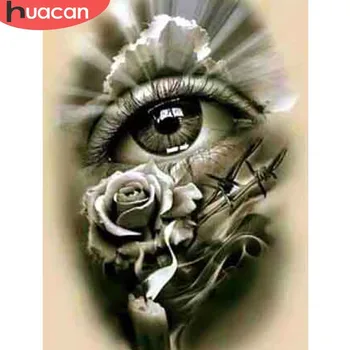 

HUACAN Full Square Diamond Painting Cross Stitch DIY Eye And Flower Rhinestone Mosaic Diamond Embroidery Sale Home Decor