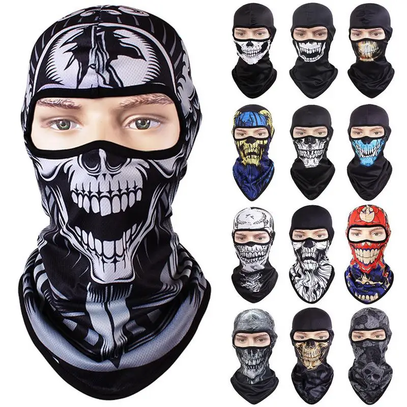 

New 3D Skull Motorcycle Cycling Full Face Mask Warm Motor Helmet Liner Ski Paintball Snowboard Biker Riding Face Shield Hood