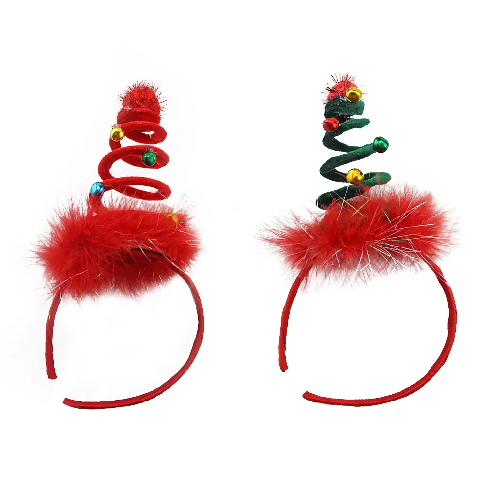 Christmas Feather Hair Band Funny Xmas Hair Hoop Spiral Spring Headdress Party Favors Photo