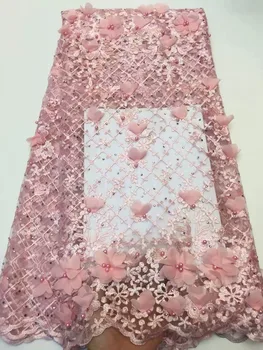 

Nigerian lace fabrics for women dress direct selling African 3D lace fabric organza french guipure 3D flowers tulle mesh lace