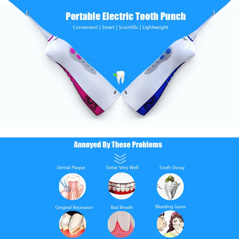 YASI FL-V8 usb зарядка Водонепроницаемый ирригатор для полости рта электрический зубной удар воды зубная нить с 2 насадками 3 стоматологических режима
