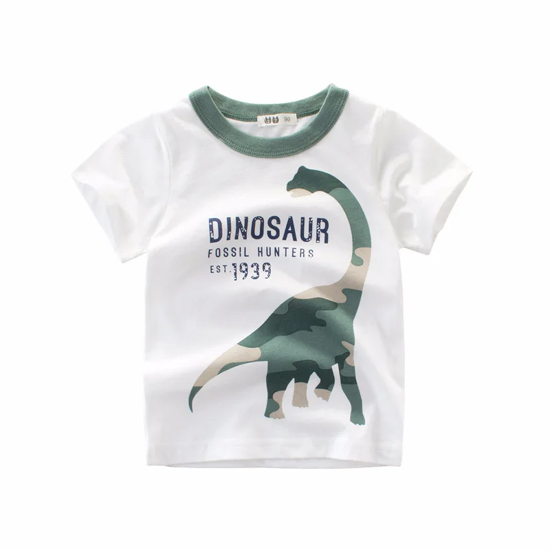 

Oklady Summer Kid Short Sleeve T-shirt Children's Clothing New Boys Girls Cotton Half Sleeves Shirt Cartoon Dinosaur Camouflage