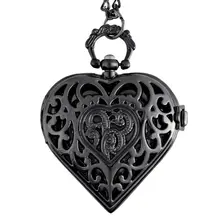 IBEINA в форме сердца карманные часы тема Полный Охотник кварцевые гравированные Fob ретро кулон карманные часы цепь подарок