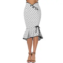 Женская юбка в стиле ретро с высокой талией, облегающая однотонная плиссированная юбка в горошек, модная юбка-годе