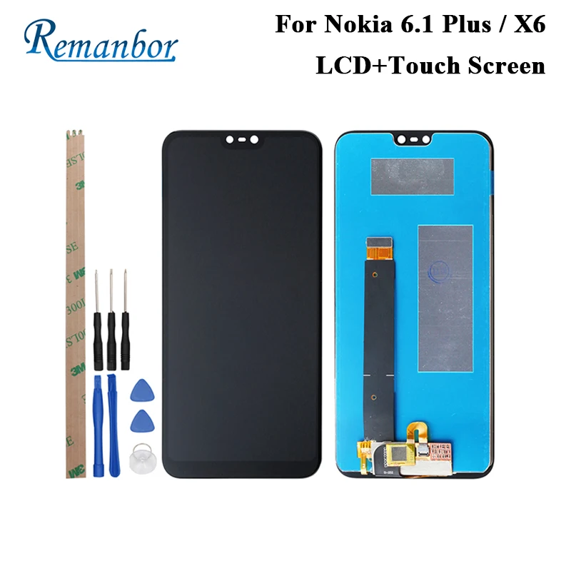 

Remanbor For Nokia 6.1 Plus LCD Display And Touch Screen Perfect Repair For Nokia X6 Digital Accessory 5.8 Inch +Tools +Adhesive