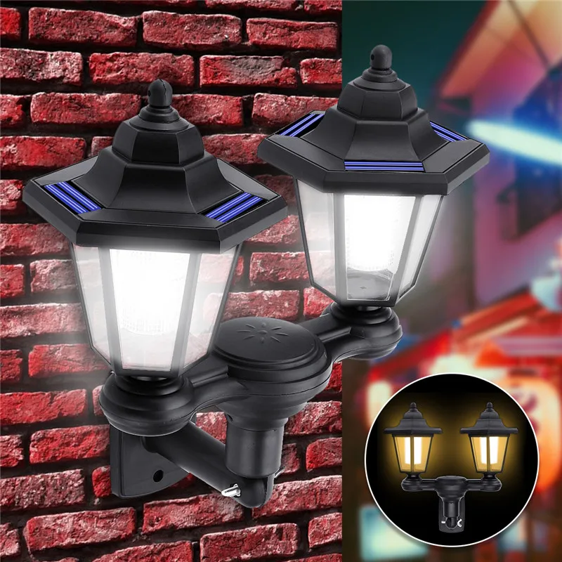 

Solar Wall Lights Single/Dual Head Outdoor Wireless Waterproof Wall Night Lights Retro Lantern for Garden Door Patio Yard