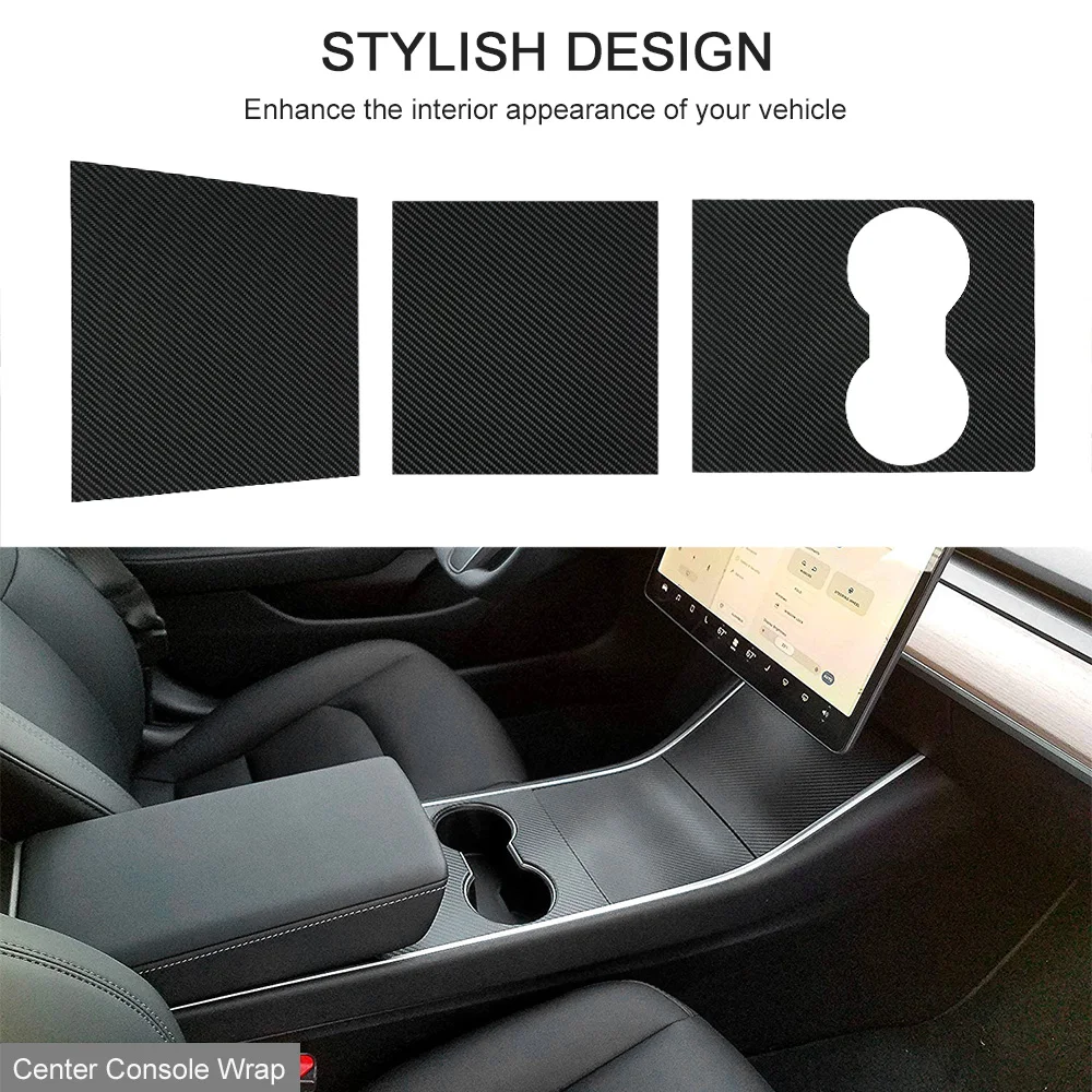 

Auto Accessories Car Sticker Center Console Wrap Kit Carbon Fiber Sticker Fit for Tesla Model 3