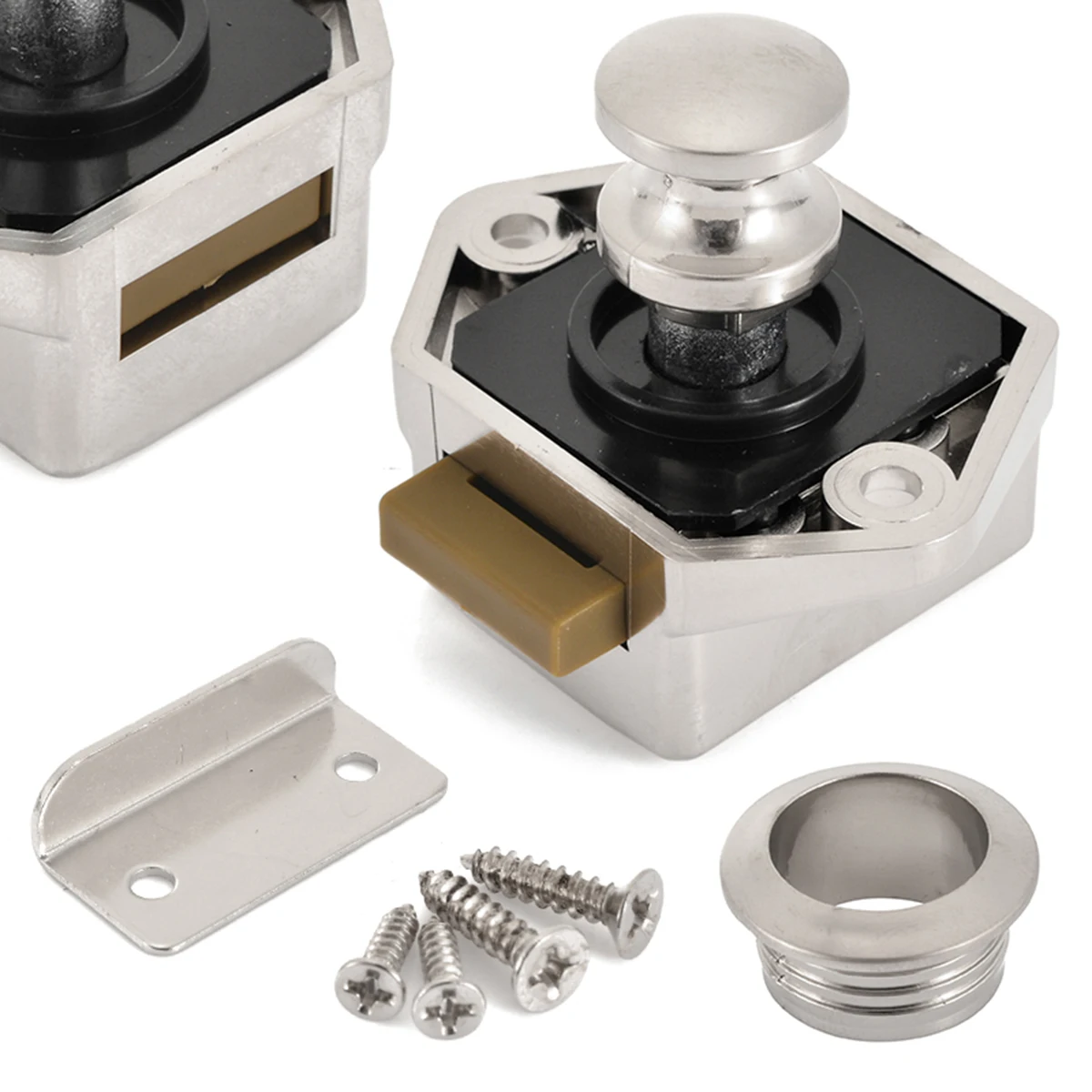 

Mini Push Button Drawer Lock Cupboard Door Catch Locks with Screws Caravan Motorhome Lock Accessory Mayitr Hardware Parts