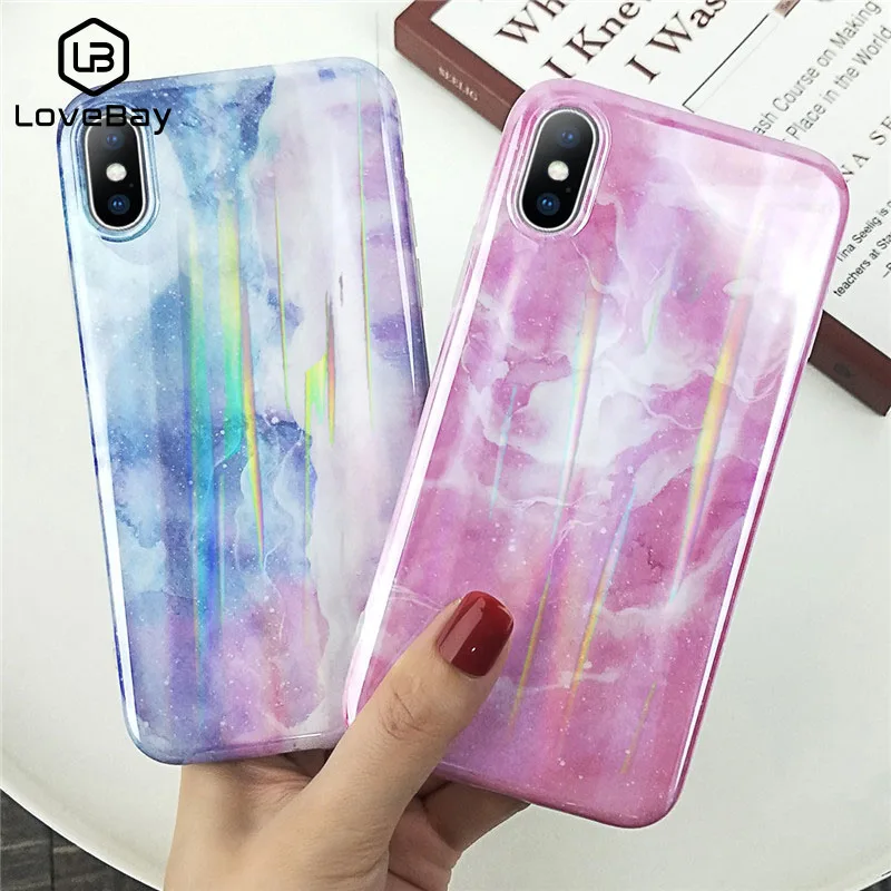 Lovebay новый телефон чехол для iPhone 6 S 7 8 Plus X XR XS Max Мода 3D рельеф лазерный мрамор