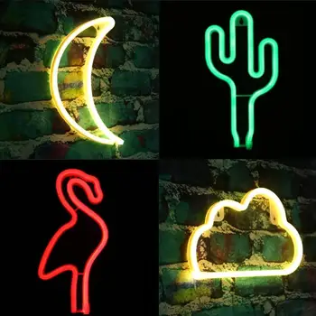 

LED Night Light USB Charging Neon Moon Lamp Holiday Cactus/Moon/Cloud LED Lamps for Home Festival Party Christmas Decorations