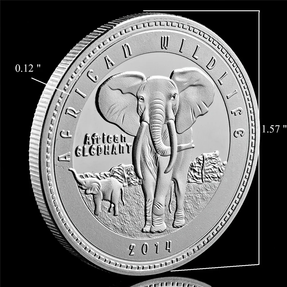 Дикие защищенные животные Африканский слон Замбия 1000 квача Посеребренная Юбилейная Золотая монета для сбора высоты подарок