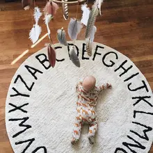 120 см хлопок 26 английское слово коврик ковер Детская фотография фон украшение комнаты белый круглый ABC коврик для палатки