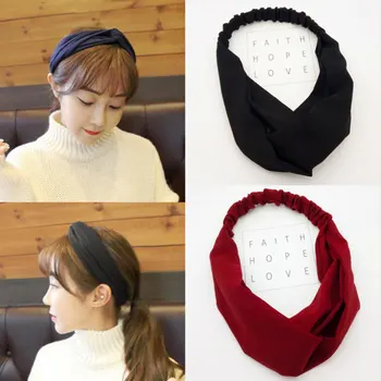 

1PC girls Headwear Knotted Head Wrap Fashion Women Headband Hair Bands Flower Accessories New Solid Color Cross