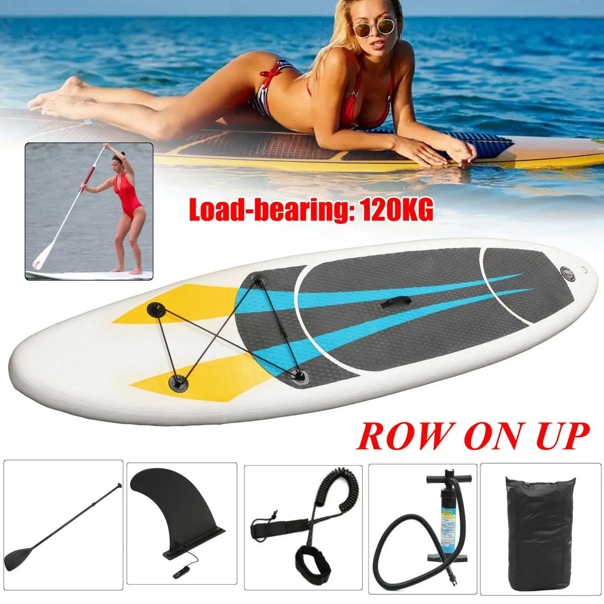 

3MX0.65MX0.1M/3.3MX0.76MX0.15M 10FT SUP Inflatable Surfing Board Kits Soft Surfboard Stand Up Paddle Board with 3 Fin
