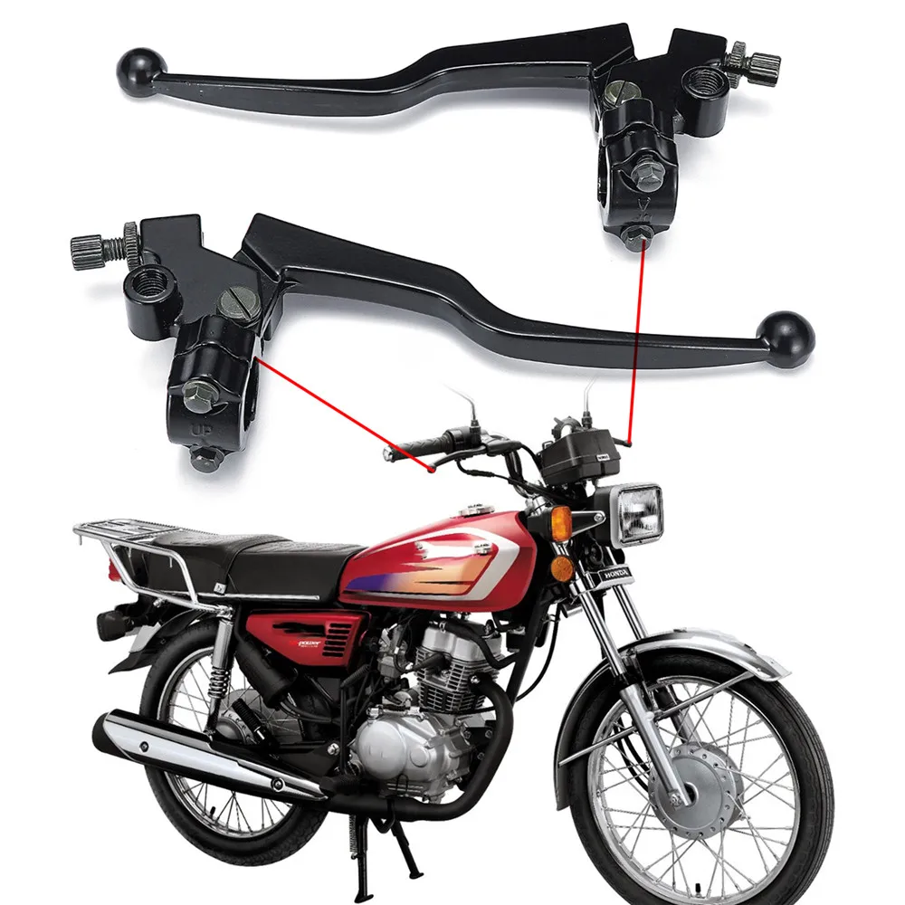 Par de palancas de embrague de freno de motocicleta negro para Honda CG 125 de aleación de aluminio Freno de motocicleta y Cable de palanca de embrague freno delantero