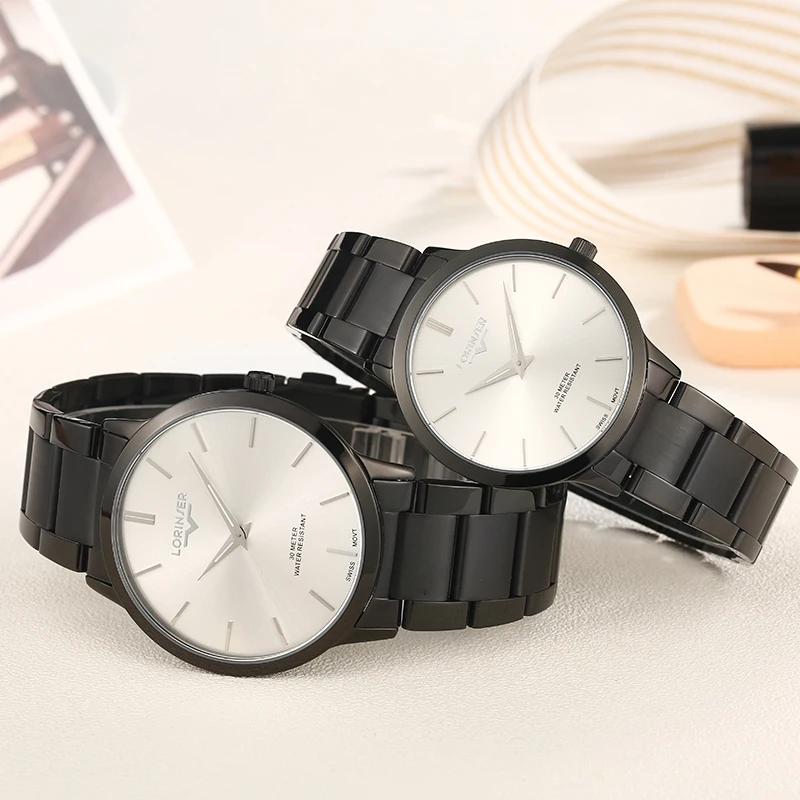 Lorinser любителей часы Полный Нержавеющая сталь 7 мм ультратонкий Для мужчин часы Для женщин швейцарские часы кварцевые часы