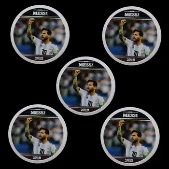 

5 Pieces / Set European Footballer No. 10 Striker Messi Medallion Silver Coin La Liga Real Madrid Football Star Messi Coin