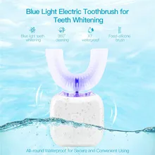 U-образная полностью автоматическая зубная щетка ленивая электронная ультразвуковая зубная щетка Синяя легкая отбеливающая щетка для чистки зубов без рук
