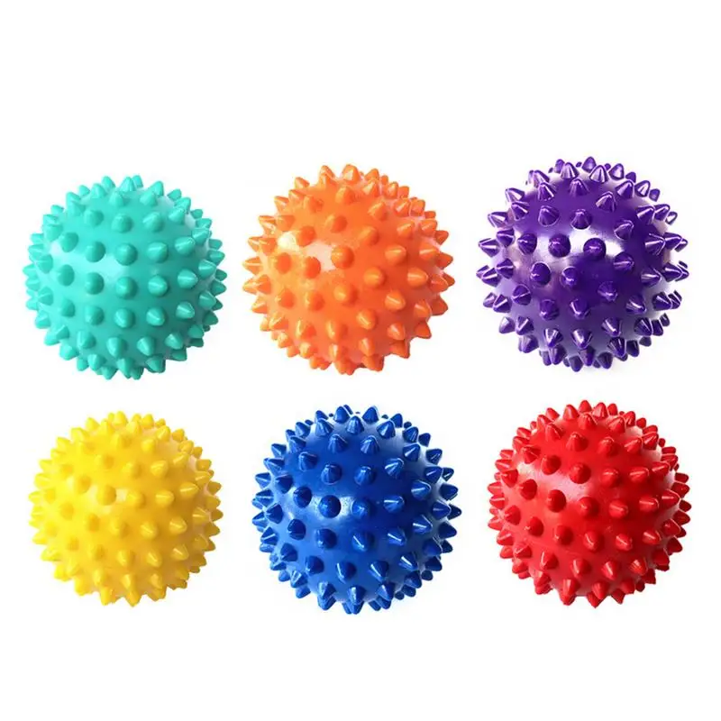 

6 Color 65mm PVC Hand Massage Ball PVC Soles Hedgehog Sensory Training Grip Roller Portable Physiotherapy Ball Fitness Sphere