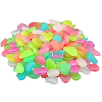 

100Pcs Glow In The Dark Stones Pebbles Rock Aquarium Fish Tank Garden Walk Decor Plastic resin ,Colorful