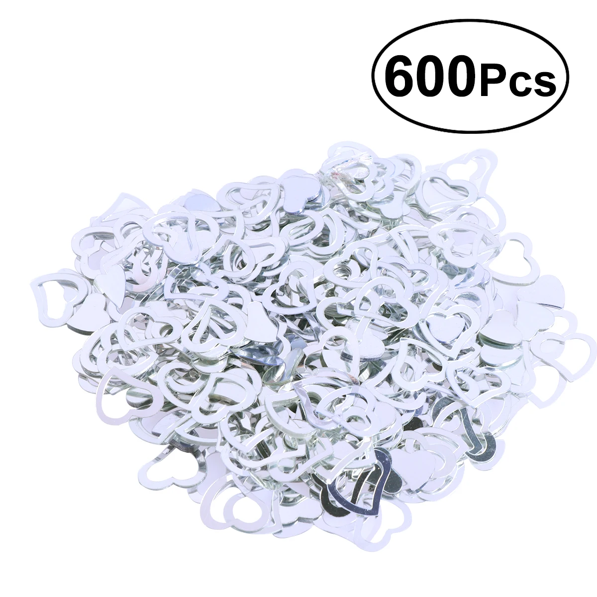 

600 Pcs Heart Confetti Silver DIY Romantic Sprinkle Table Love Confetti Decor For Birthday Wedding Party