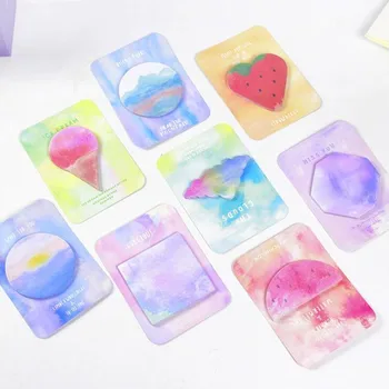 

Watercolor Geometric Pattern Memo Pads Sticky Notes Self- Adhesive Decorative Sticker Office Stationery School Supplies 1PCS