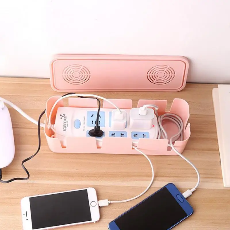 Fashion Safety Socket storage box with lid wire Organizer power cord cable Container cable management case home decor