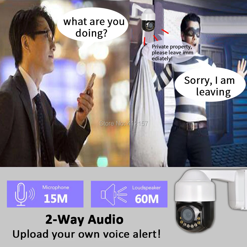 Mini 5MP PTZ Speed Dome IP Camera 1080P POE Outdoor 4X Zoom Dual Light Starlight Color Night Vision