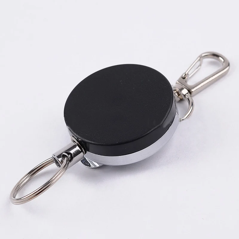 

1pc Retractable Extendable Metal Wire 60cm Chain Multifunctional Pull Clip Strap Carabiner Clip Card Label Stationery