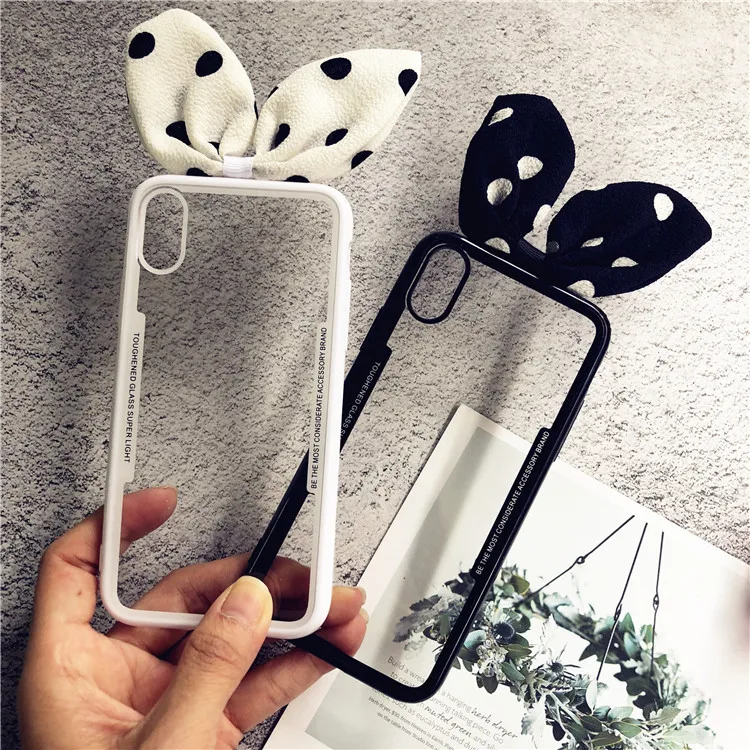 3D прозрачный кролик Bg Ear Dots чехол для iPhone X XS MAX XR 8 7 6 S 6s Plus Чехлы пара прозрачная